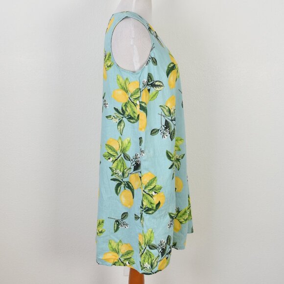 J. Jill Love Linen Lemon Print A Line Shift Dress - L - Picture 6 of 8